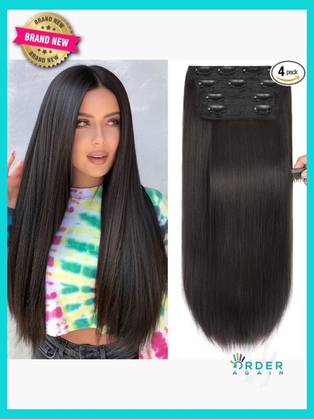 Clip In Hair Extensions Long Straight 4PCS Double Weft Natural Hairpieces 22